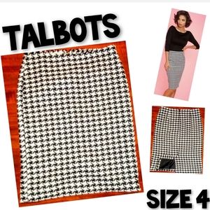Talbots Pencil Skirt Houndstooth Tweed Leg Slit Size 4 EUC